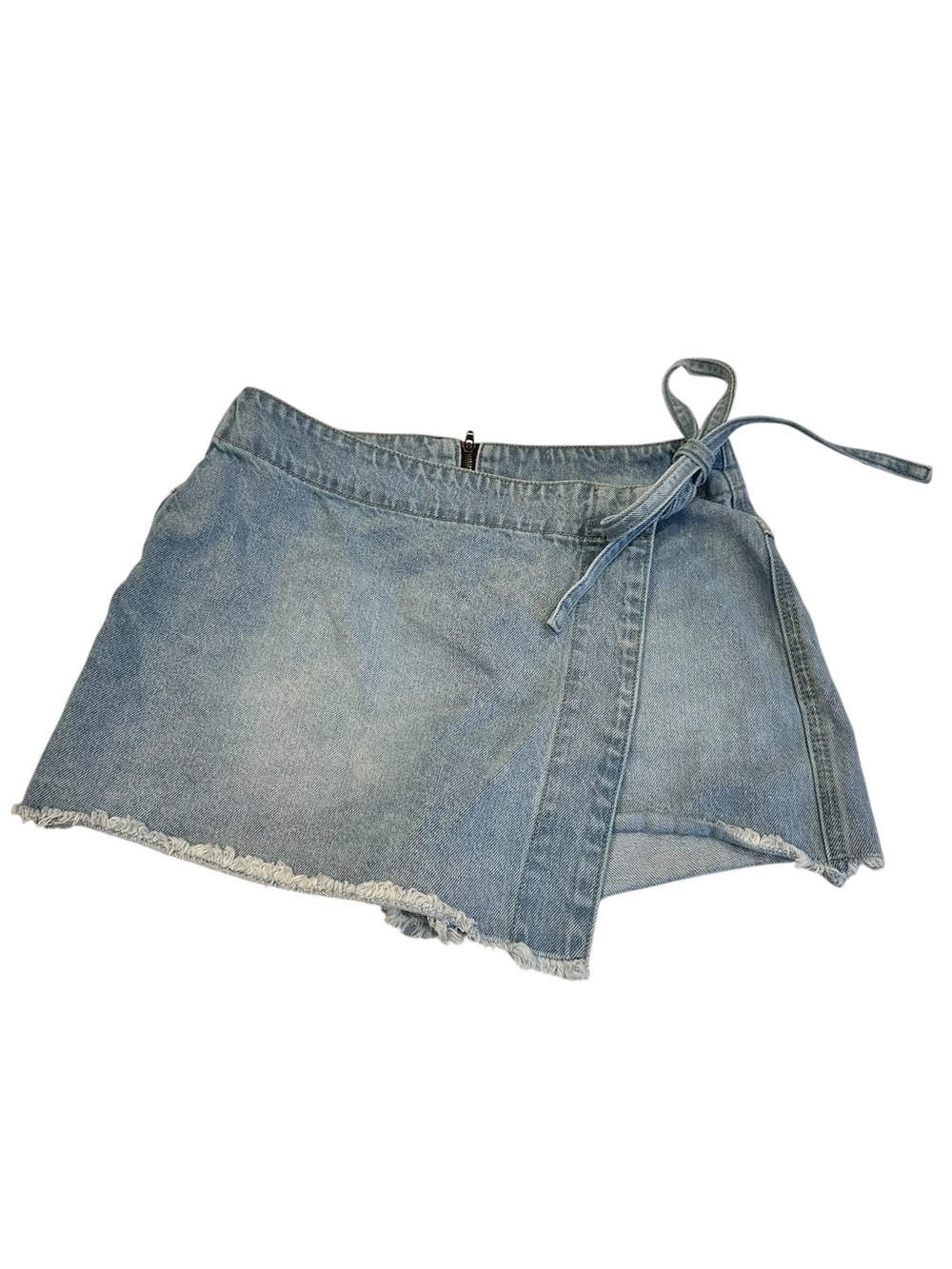 Altar'd State Light Blue Denim Wrap Skort with Tie